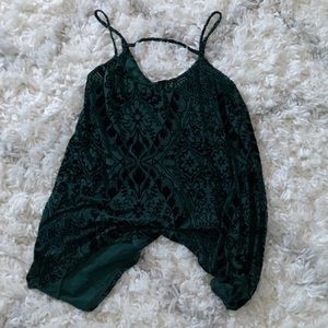green flowy tank top with black design